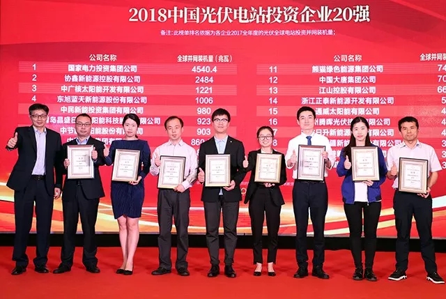 东果博天入选“2018中国光伏电站投资企业20强
